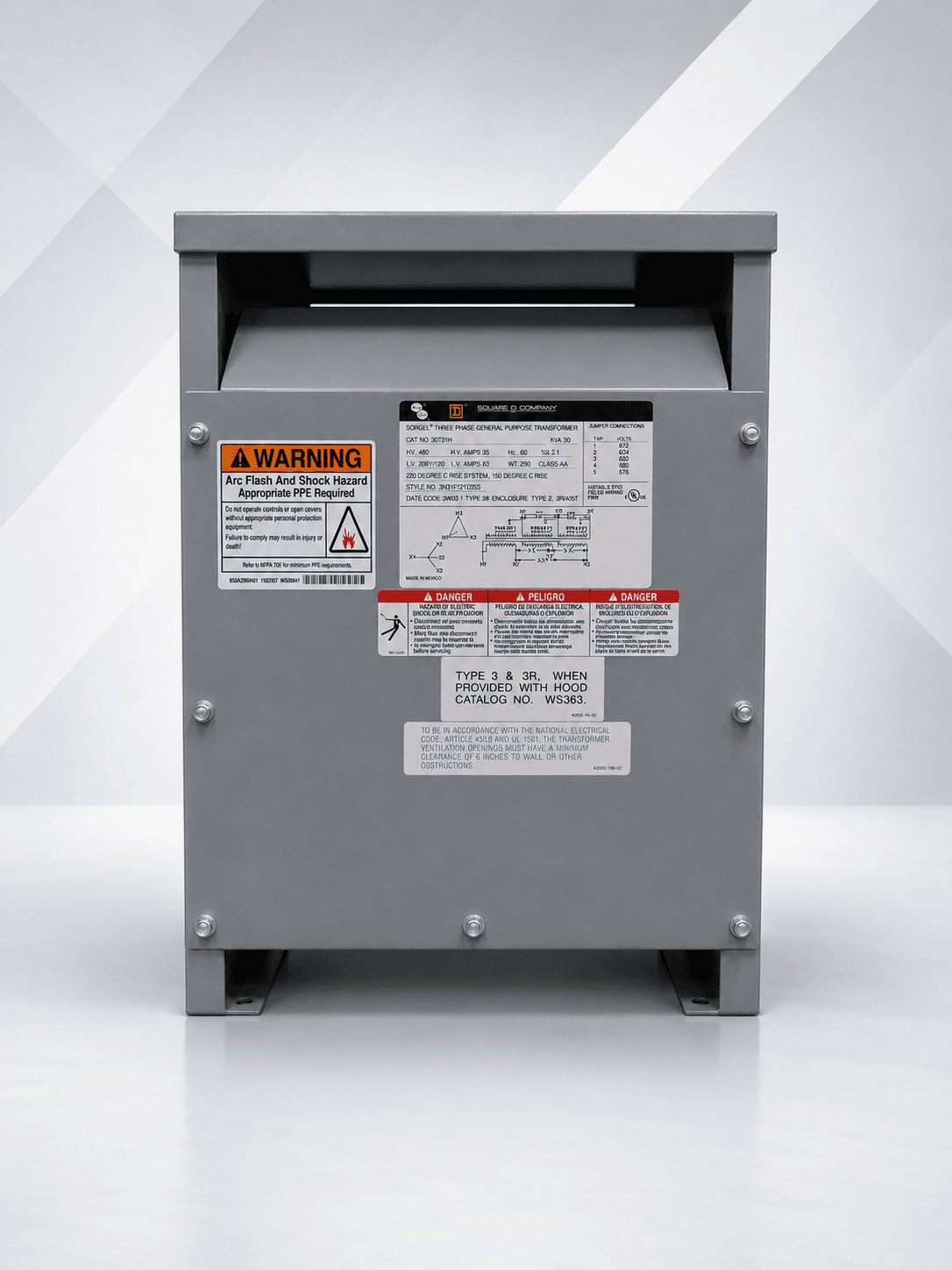 Square D 30 kVA Dry-Type Transformer — 480V to 208Y/120V, 3-Phase