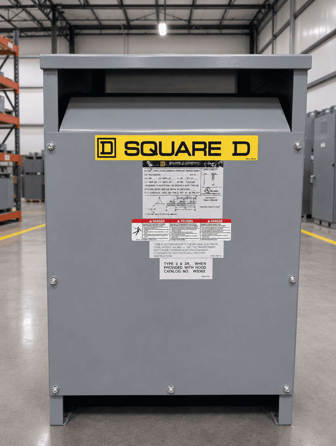 Square D 45 kVA Dry-Type Transformer — 480V to 208Y/120V, 3-Phase